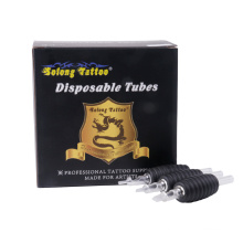 Solong Factory Wholesale Black Silicone Disposable Grip Tattoo Tubes 25mm Round/Flat/Diamond Tips